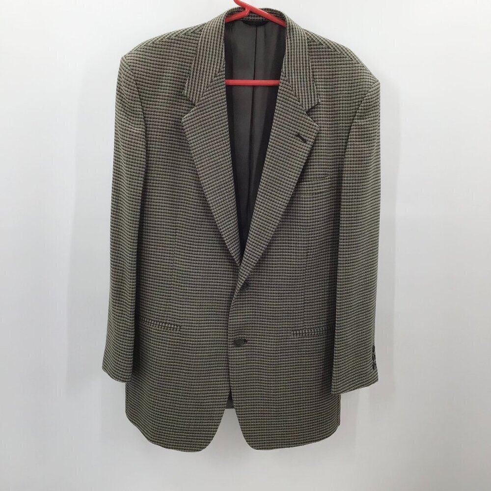 VTG Daniel Hechter Foley's Blazer 44 Chest Sport Coat Check Black Tan USA Made